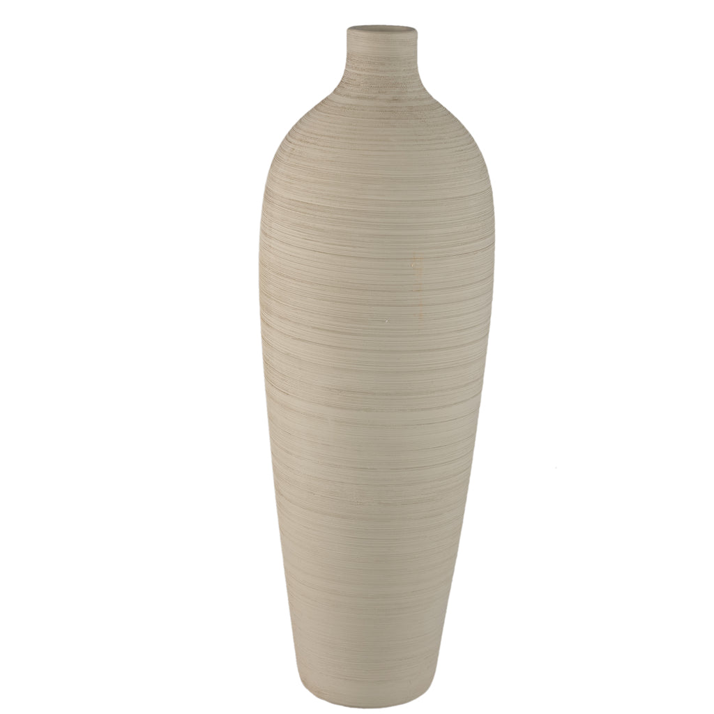 Flesvaas Cavinn Extra Large van PTMD, beige keramische vloervaas van 70cm hoog