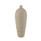 Flesvaas Cavinn Large van PTMD in mat beige keramiek met slanke hals, 49cm hoog