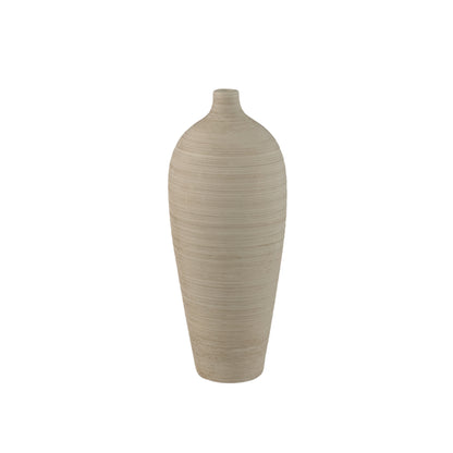 Flesvaas Cavinn Medium van PTMD in mat beige keramiek, 44cm hoog, op een witte achtergrond
