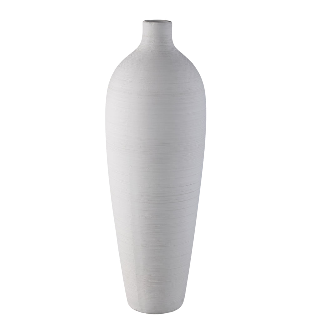 Flesvaas Cavinn Extra Large van PTMD, witte keramische vloervaas van 70cm hoog
