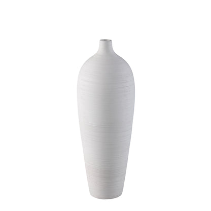 Flesvaas Cavinn Large van PTMD in mat wit keramiek met slanke hals, 49cm hoog