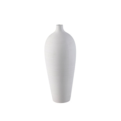 Flesvaas Cavinn Medium van PTMD in mat wit keramiek, 44cm hoog, op een witte achtergrond