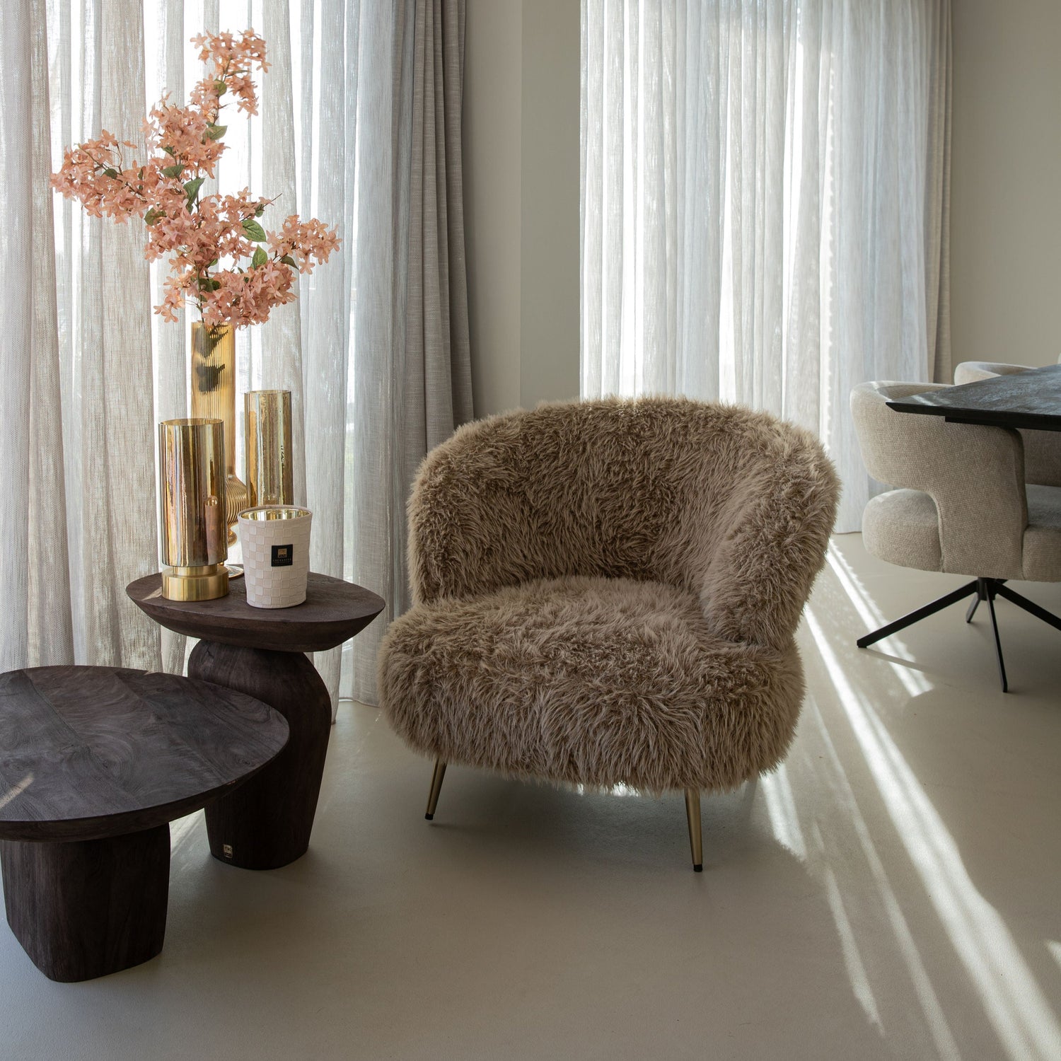 Franklyn Brown Fauteuil Hair PTMD - Fauteuil - PTMD - livinglovely.nl