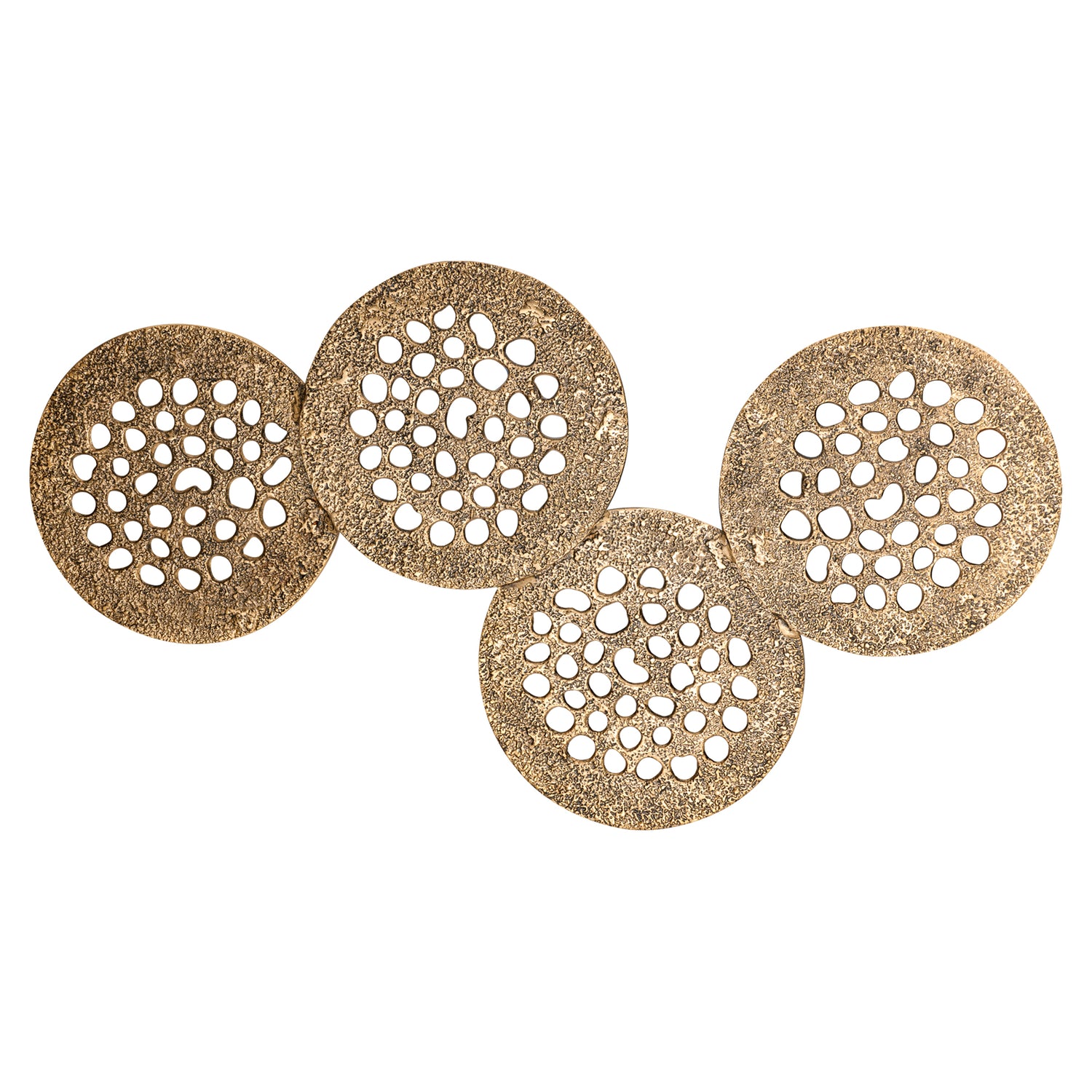 Geoffe Gold Casted Alu 4 Rounds Wall Panel PTMD - Wanddecoratie - PTMD - livinglovely.nl