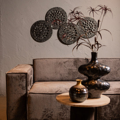 Geoffe Silver Casted Alu 4 Rounds Wall Panel PTMD - Wanddecoratie - PTMD - livinglovely.nl