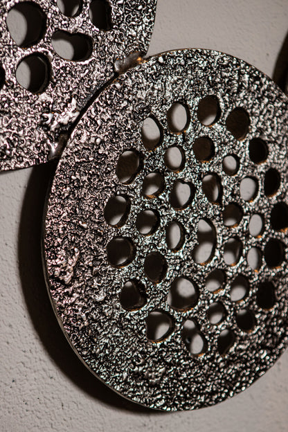 Geoffe Silver Casted Alu 4 Rounds Wall Panel PTMD - Wanddecoratie - PTMD - livinglovely.nl