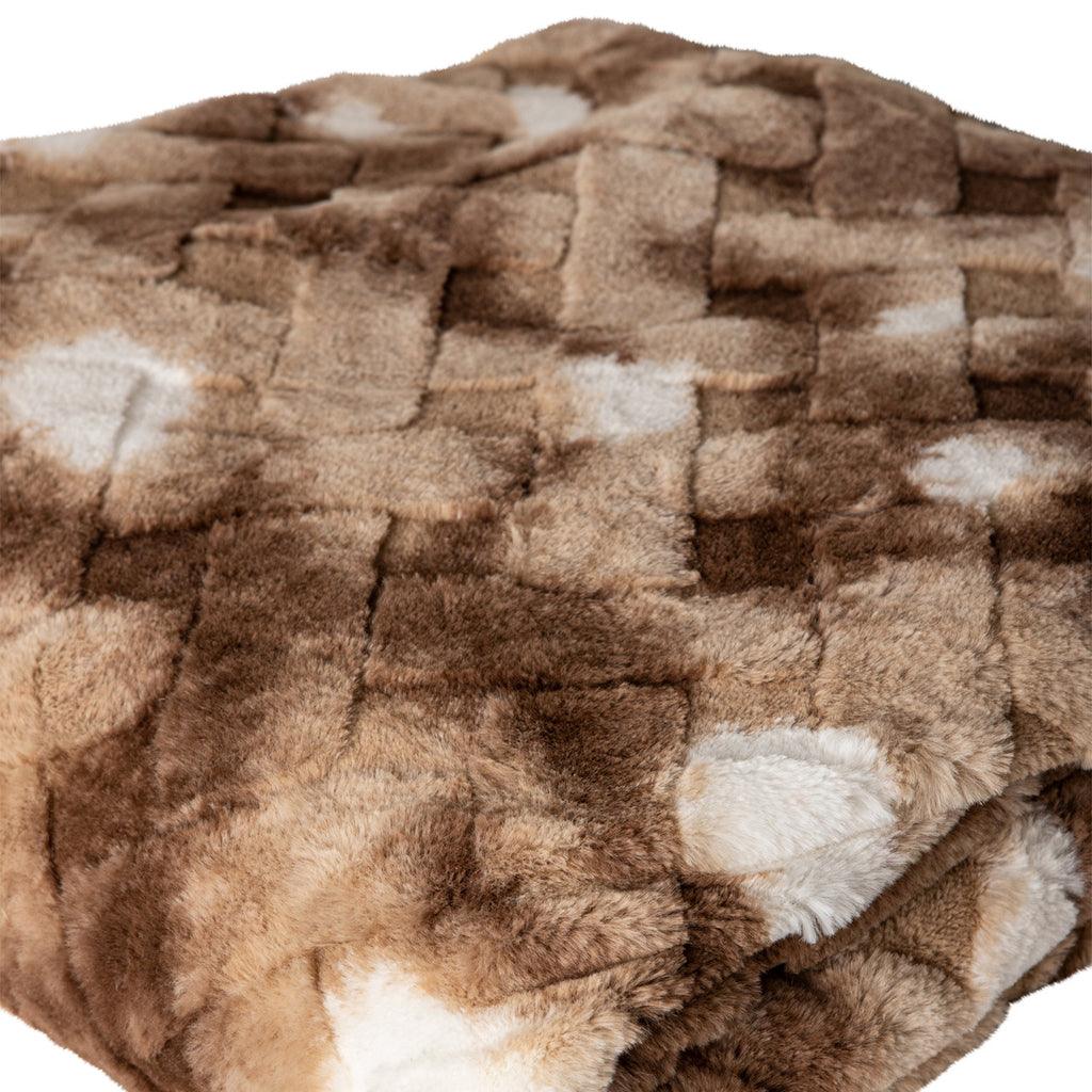 Geraldine Brown artificial fur plaid rectangle L PTMD - Poef - PTMD - livinglovely.nl