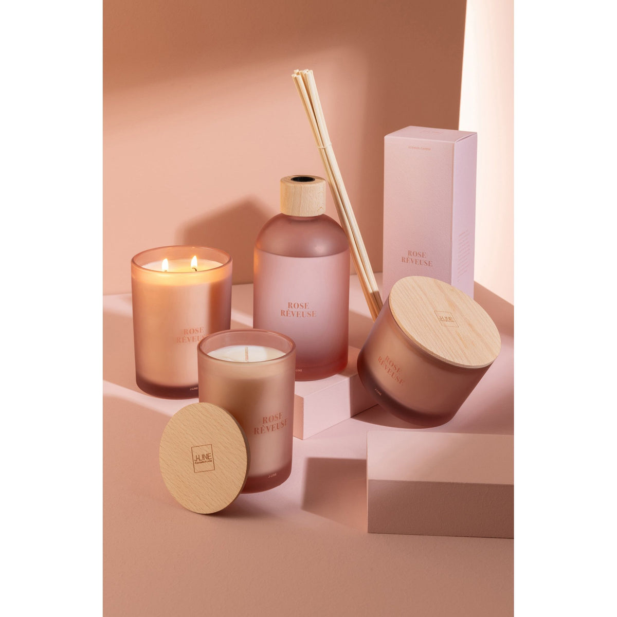 Geurkaars Accords Essentiels Rose Rêveuse 28 Uur J-Line