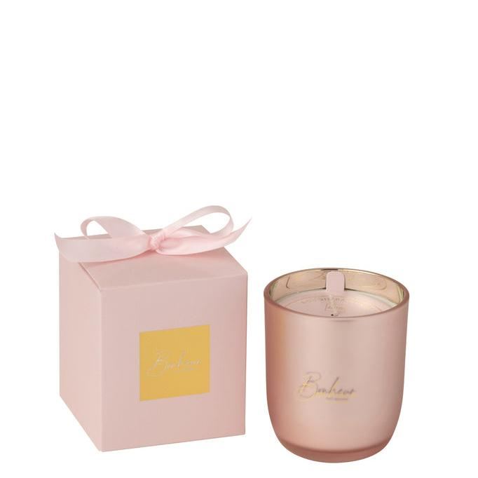 Geurkaars Bonheur Pink Small 35H - Geurkaars - J-Line - livinglovely.nl