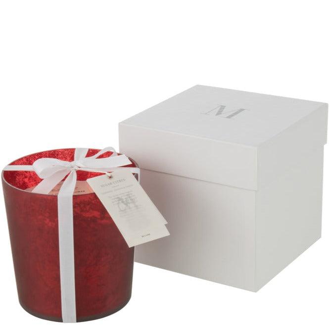 Geurkaars Deluxe Glas Rood Medium 80uur - Geurkaars - J-Line - livinglovely.nl