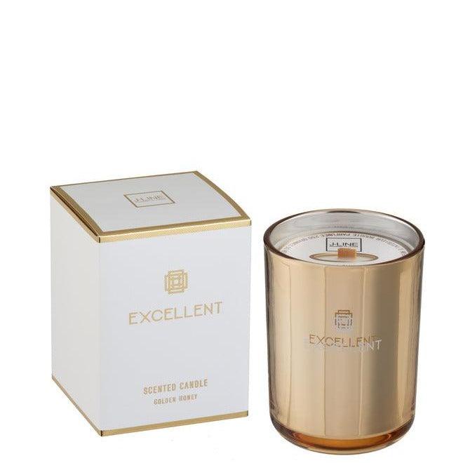 Geurkaars Excellent Golden Honey Goud Small 50H - Geurkaars - J-Line - livinglovely.nl