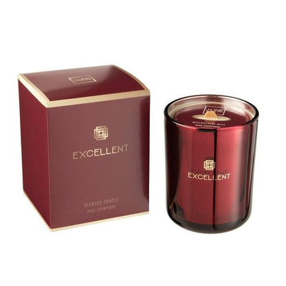 Geurkaars Excellent Rose Champagne Wijnrood Medium-80u - Geurkaars - J-Line - livinglovely.nl
