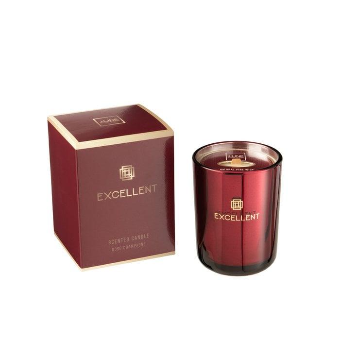 Geurkaars Excellent Rose Champagne Wijnrood Small-50u - Geurkaars - J-Line - livinglovely.nl