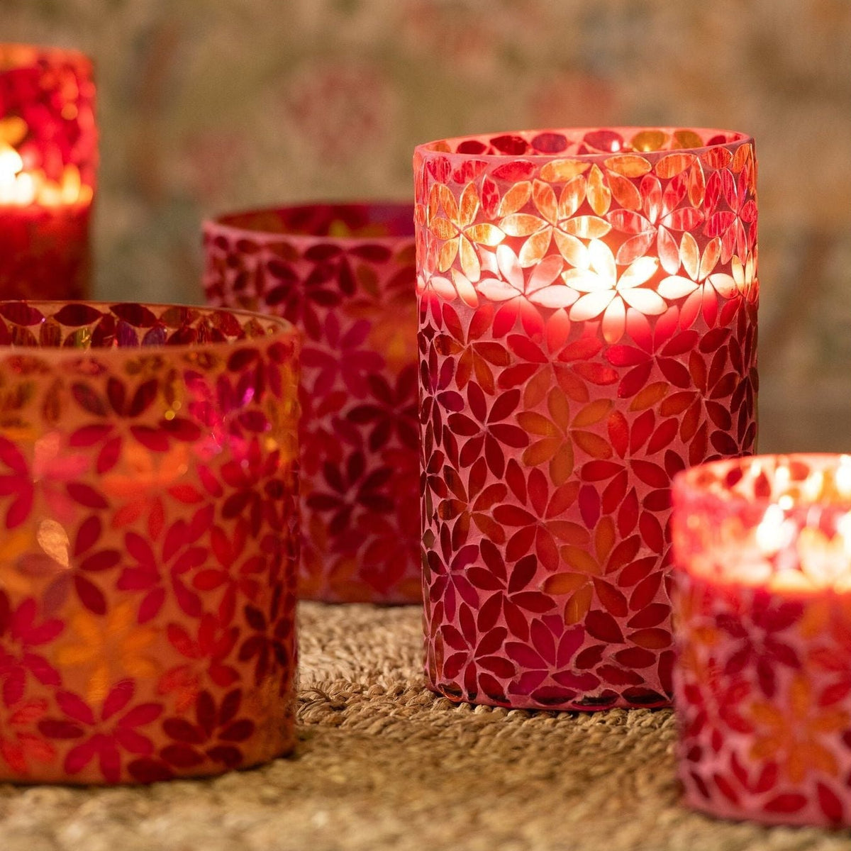 Geurkaars Flower Mosaic Wax Large Set van 2-75u