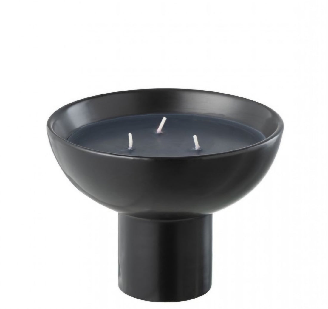 Geurkaars Keramiek Kop Zwart Small 12u - Geurkaars - J-Line - livinglovely.nl