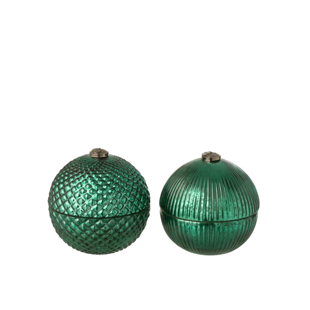 Geurkaars Kerstbal Glas Groen Large Set van 2 J-Line