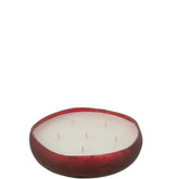 Geurkaars Livia Glas Rood Medium 19uur - Geurkaars - J-Line - livinglovely.nl