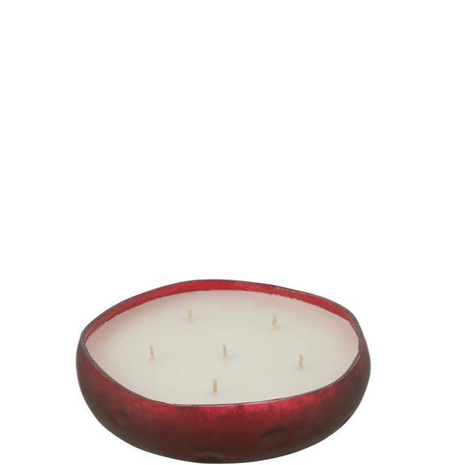 Geurkaars Livia Glas Rood Medium 19uur - Geurkaars - J-Line - livinglovely.nl