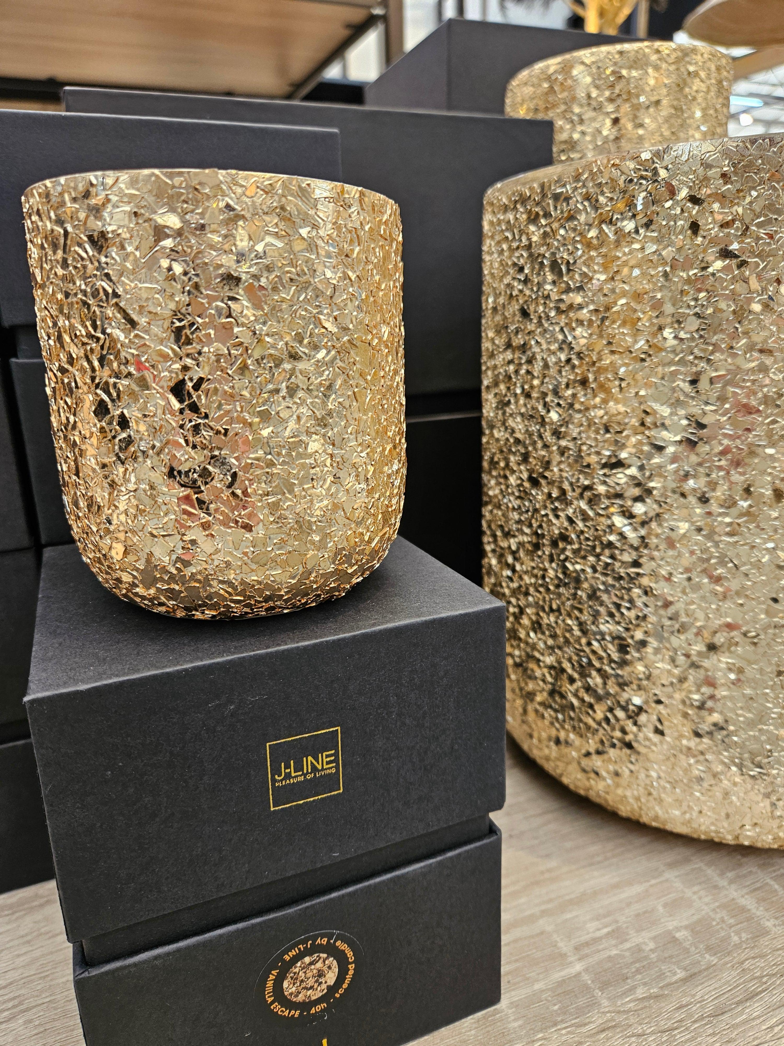 Geurkaars Luxuria Goud Extra Large J-Line - 120 Uur - Geurkaars - J-Line - livinglovely.nl
