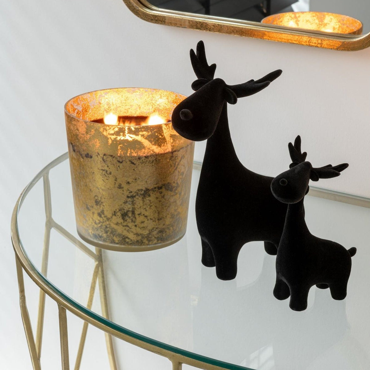 Geurkaars M-Chic Glas Goud/Zwart Medium-80u