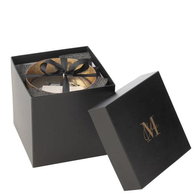 Geurkaars M-Chic Glas Goud/Zwart Medium-80u - Geurkaars - J-Line - livinglovely.nl