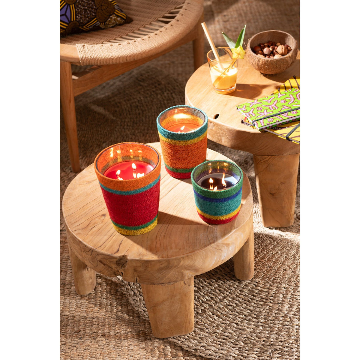 Geurkaars Mand Roze Was Mix Small-45 Uren Set van 2 J-Line
