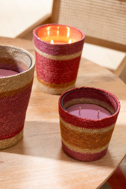 Geurkaars Mand Wax Bordeaux Medium - 55 Uur - Geurkaars - J-Line - livinglovely.nl