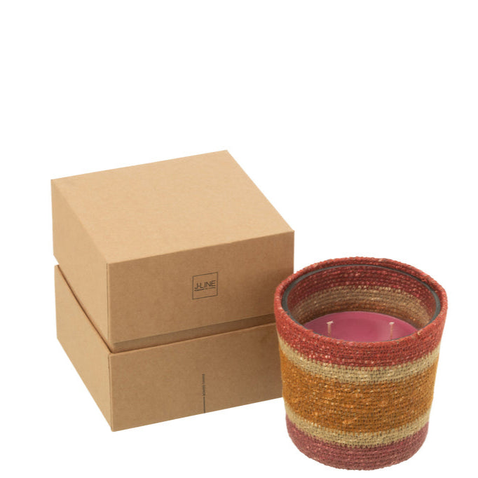 Geurkaars Mand Wax Bordeaux Small - 45 Uur - Geurkaars - J-Line - livinglovely.nl