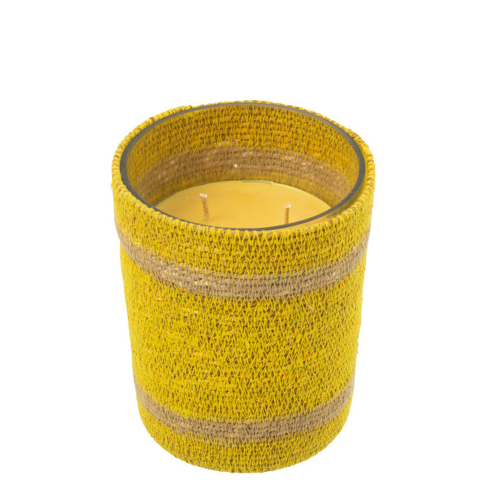 Geurkaars Mand Wax Geel Medium - 55 Uur - Geurkaars - J-Line - livinglovely.nl