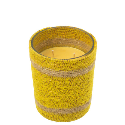 Geurkaars Mand Wax Geel Medium - 55 Uur - Geurkaars - J-Line - livinglovely.nl