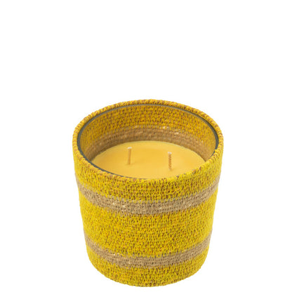 Geurkaars Mand Wax Geel Small - 45 Uur - Geurkaars - J-Line - livinglovely.nl