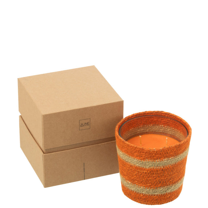 Geurkaars Mand Wax Oranje Small - 45 Uur - Geurkaars - J-Line - livinglovely.nl