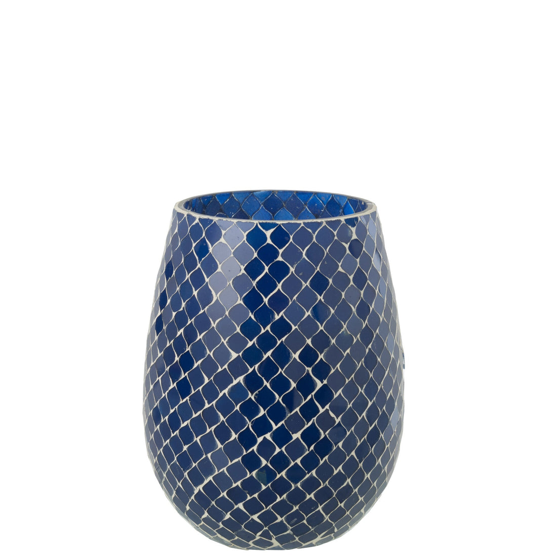 Geurkaars Mia Mozaiek Blauw Medium-120u - Geurkaars - J-Line - livinglovely.nl