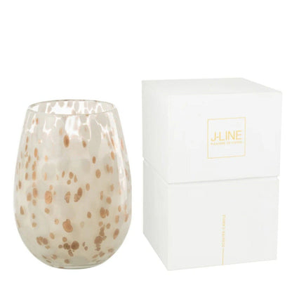 Geurkaars Mia Wit/Mix Glas Large 230uur 20x20x32.5cm - Geurkaars - J-Line - livinglovely.nl