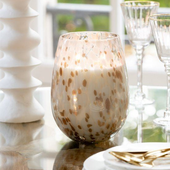 Geurkaars Mia Wit/Mix Glas Large 230uur 20x20x32.5cm - Geurkaars - J-Line - livinglovely.nl