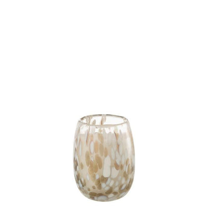 Geurkaars Mia Wit/Mix Glas Small 90uur - Geurkaars - J-Line - livinglovely.nl