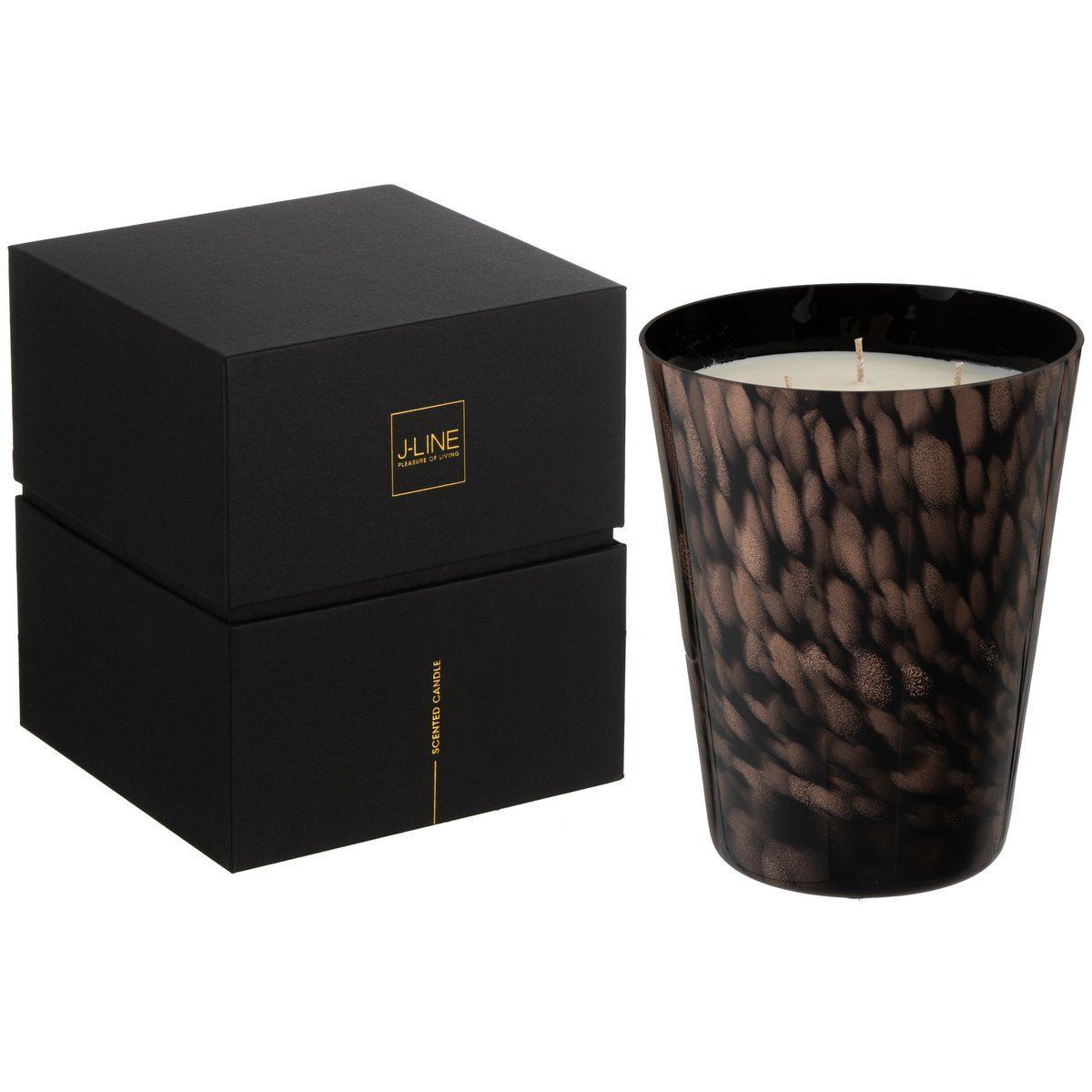 Geurkaars Noa Sandalwood Zwart/Goud Large 95uur - Geurkaars - J-Line - livinglovely.nl