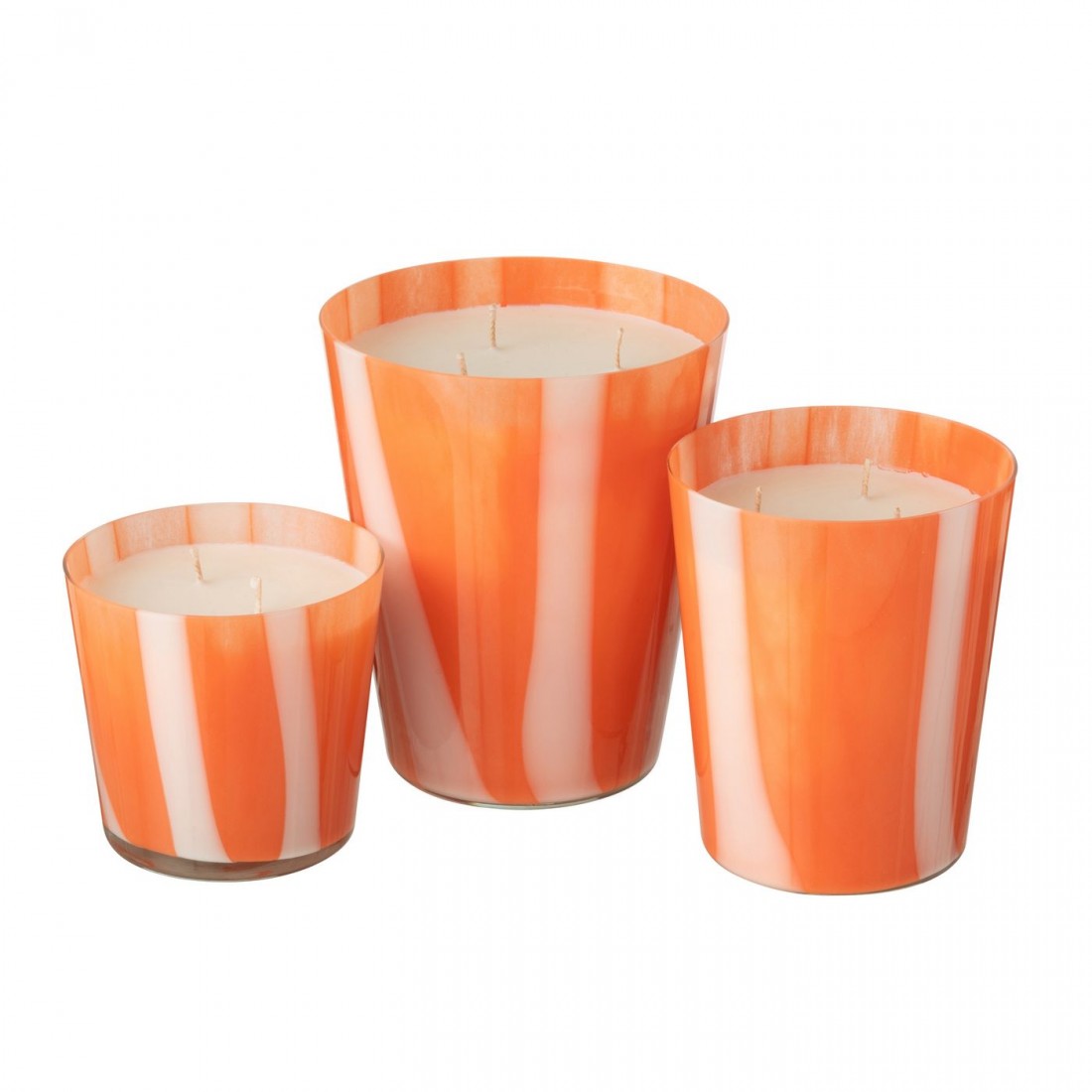 Geurkaars Noa Strepen Oranje Medium - 68uur - Geurkaars - J-Line - livinglovely.nl