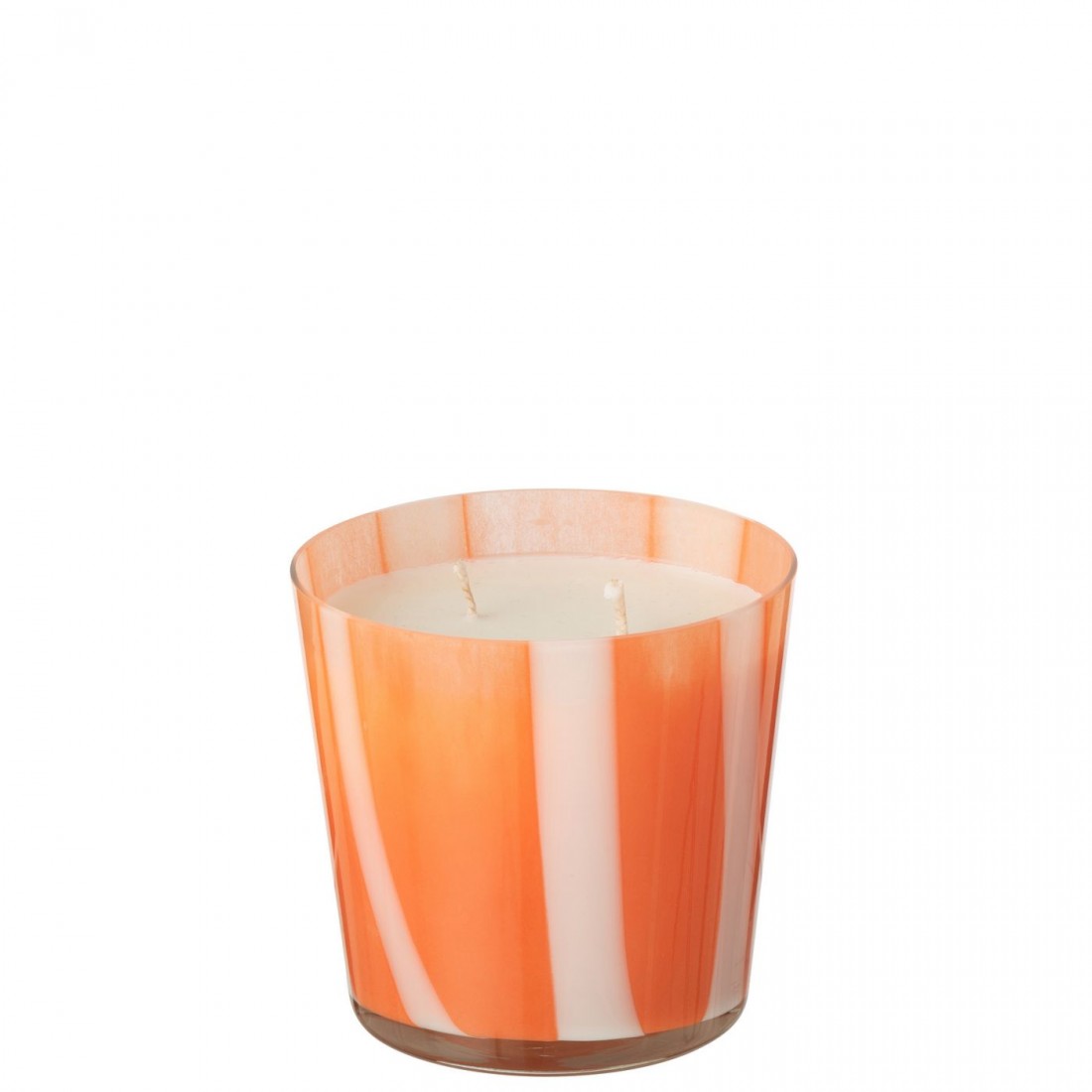 Geurkaars Noa Strepen Oranje Medium - 68uur - Geurkaars - J-Line - livinglovely.nl