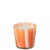 Geurkaars Noa Strepen Oranje Medium - 68uur - Geurkaars - J-Line - livinglovely.nl