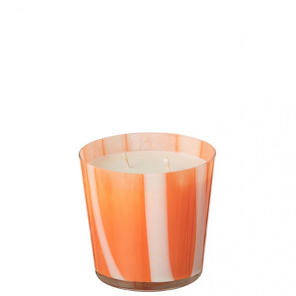 Geurkaars Noa Strepen Oranje Medium - 68uur - Geurkaars - J-Line - livinglovely.nl