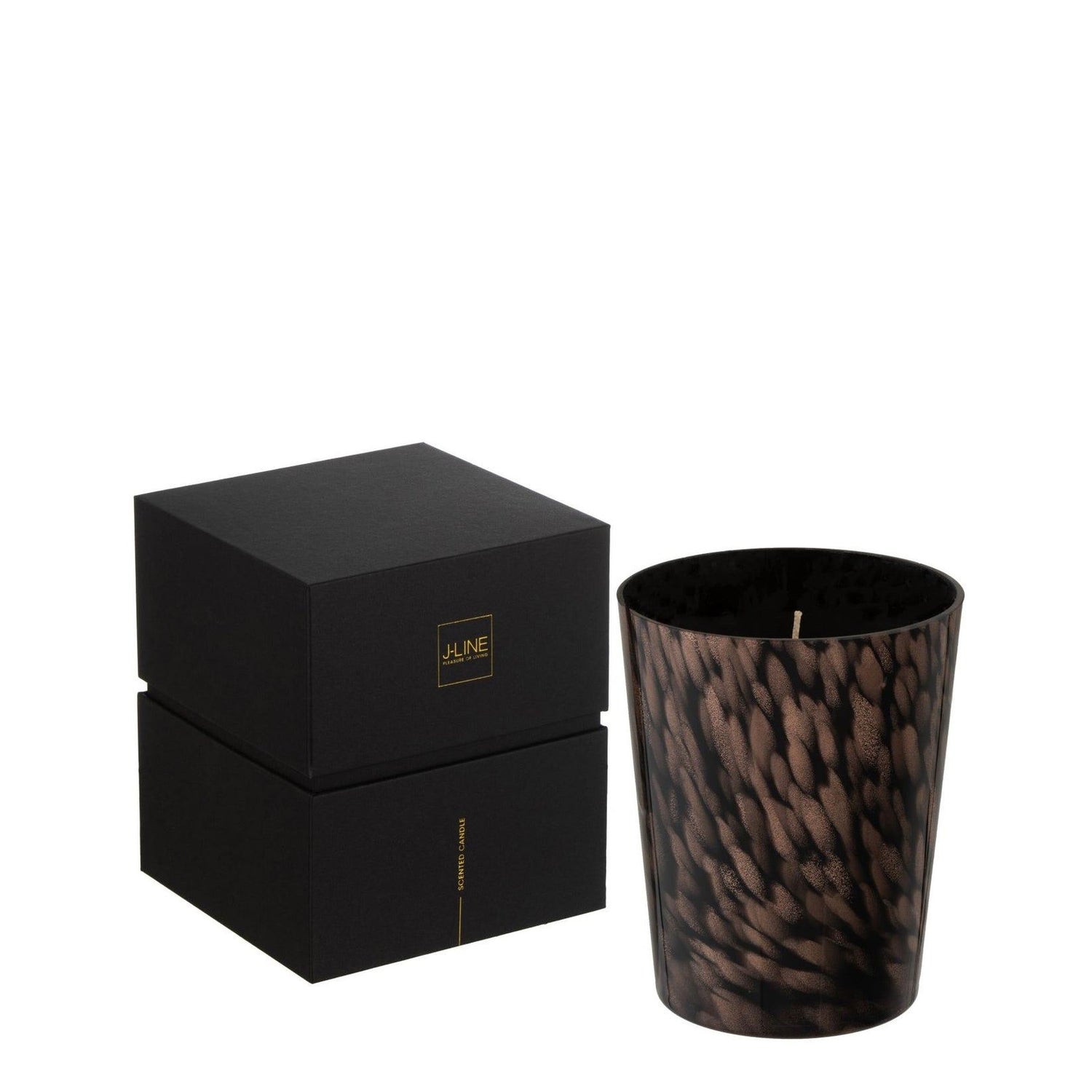 Geurkaars Sandalwood Zwart/Goud Medium-68u - Geurkaars - J-Line - livinglovely.nl