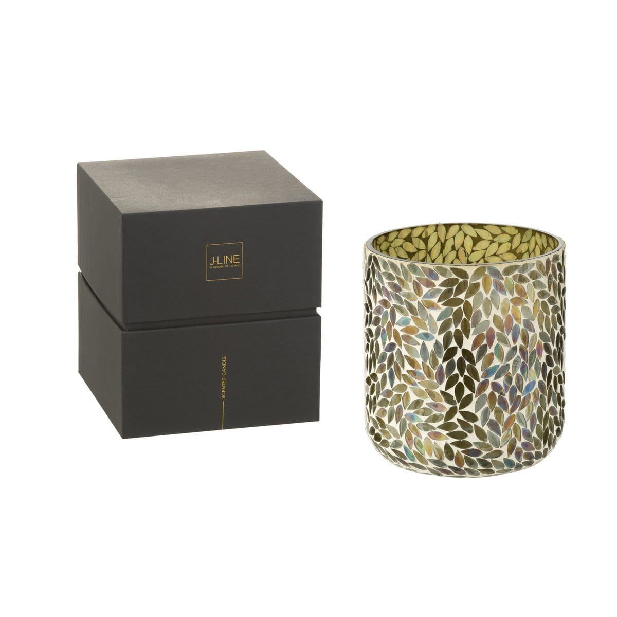 Geurkaars Tender Rose Wax Groen Large - 120u - Geurkaars - J-Line - livinglovely.nl