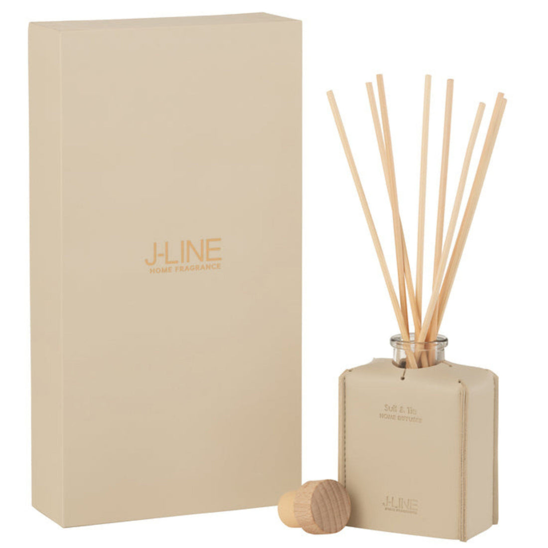 Geurolie Leder Beige 100ml - Geurstokjes - J-Line - livinglovely.nl