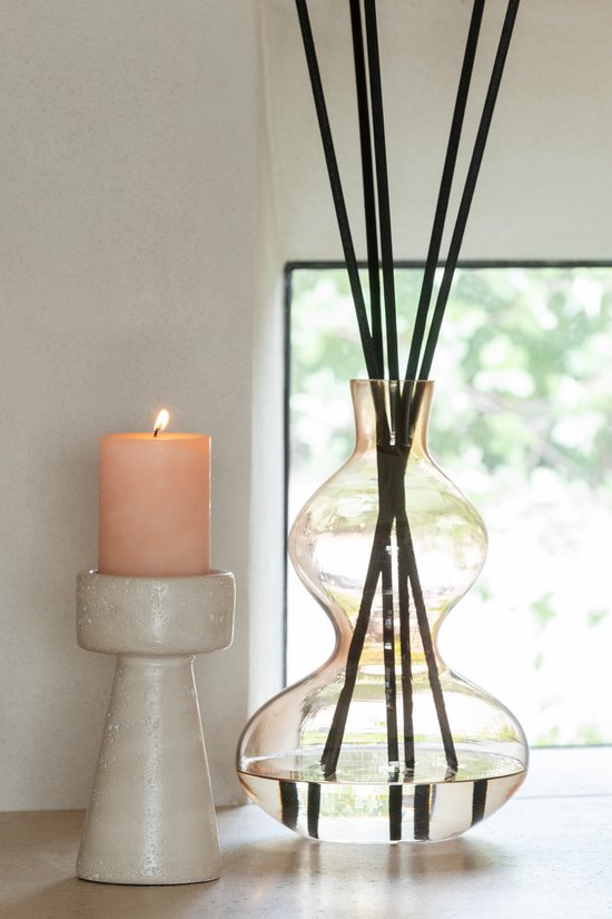 Geurolie Nordic Vetiver Glas Amber Small 500ml - Geurstokjes - J-Line - livinglovely.nl