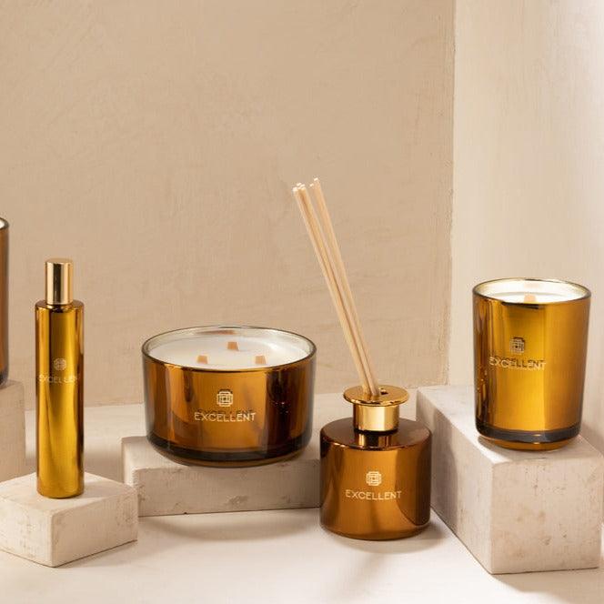 Geurstokjes Excellent Golden Honey Oker 50ML - Geurstokjes - J-Line - livinglovely.nl