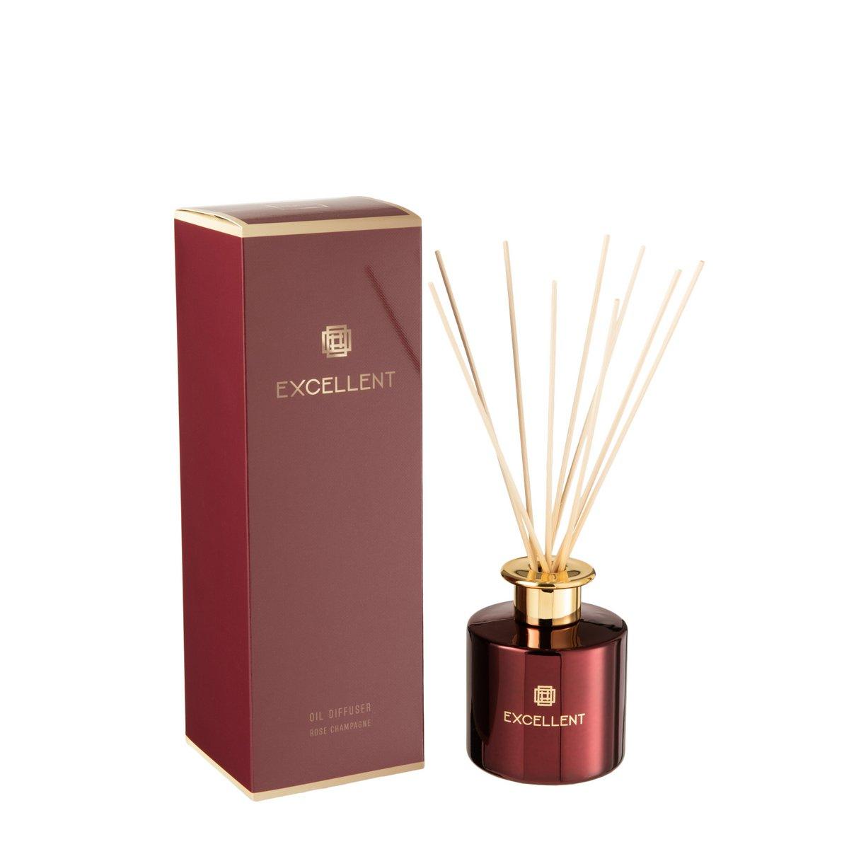 Geurstokjes Excellent Rose Champagne Wijnrood 150ML - Geurstokjes - J-Line - livinglovely.nl