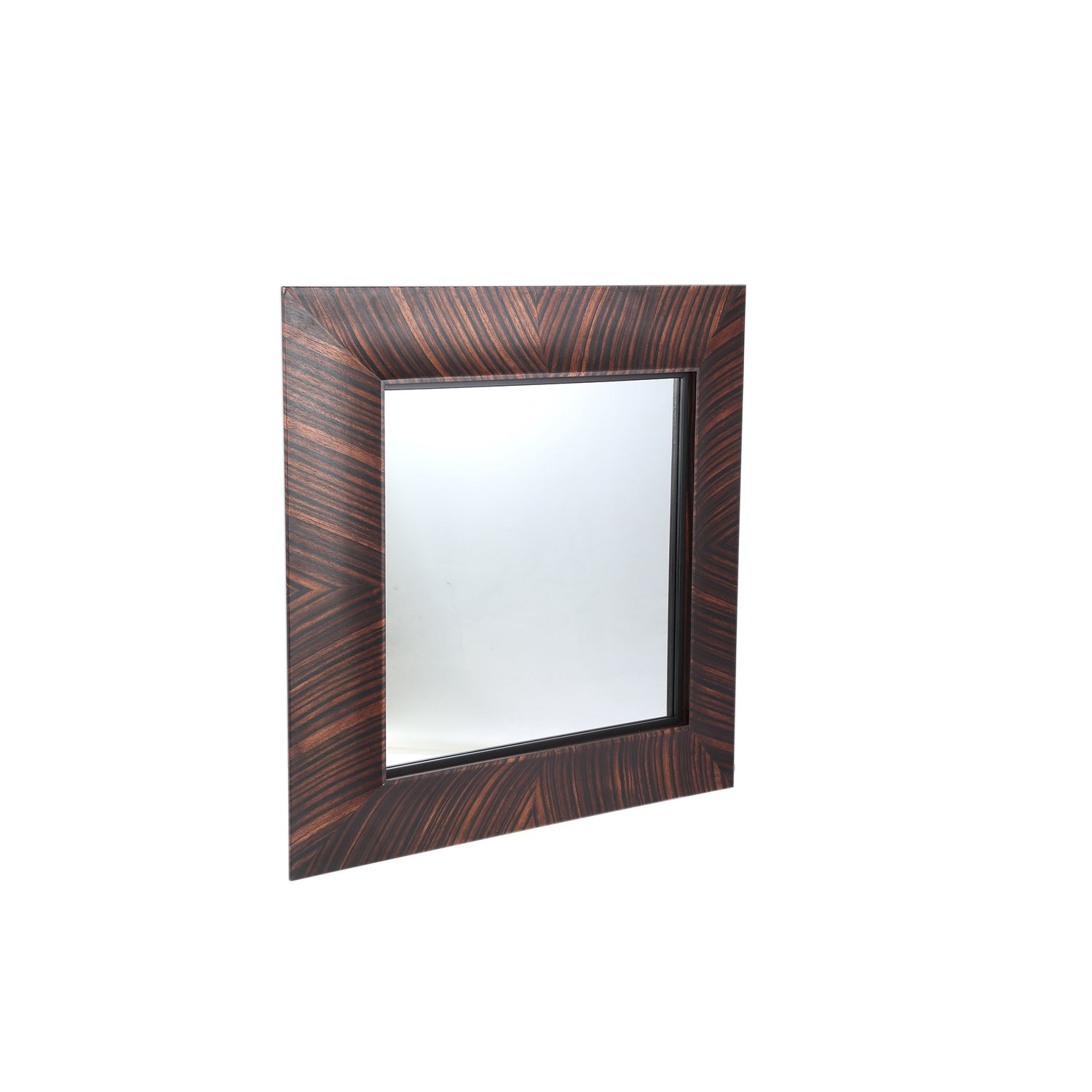 Gezzy Brown Wooden Mirror Curl Frame Square 110x7x110cm PTMD - Spiegel - PTMD - livinglovely.nl