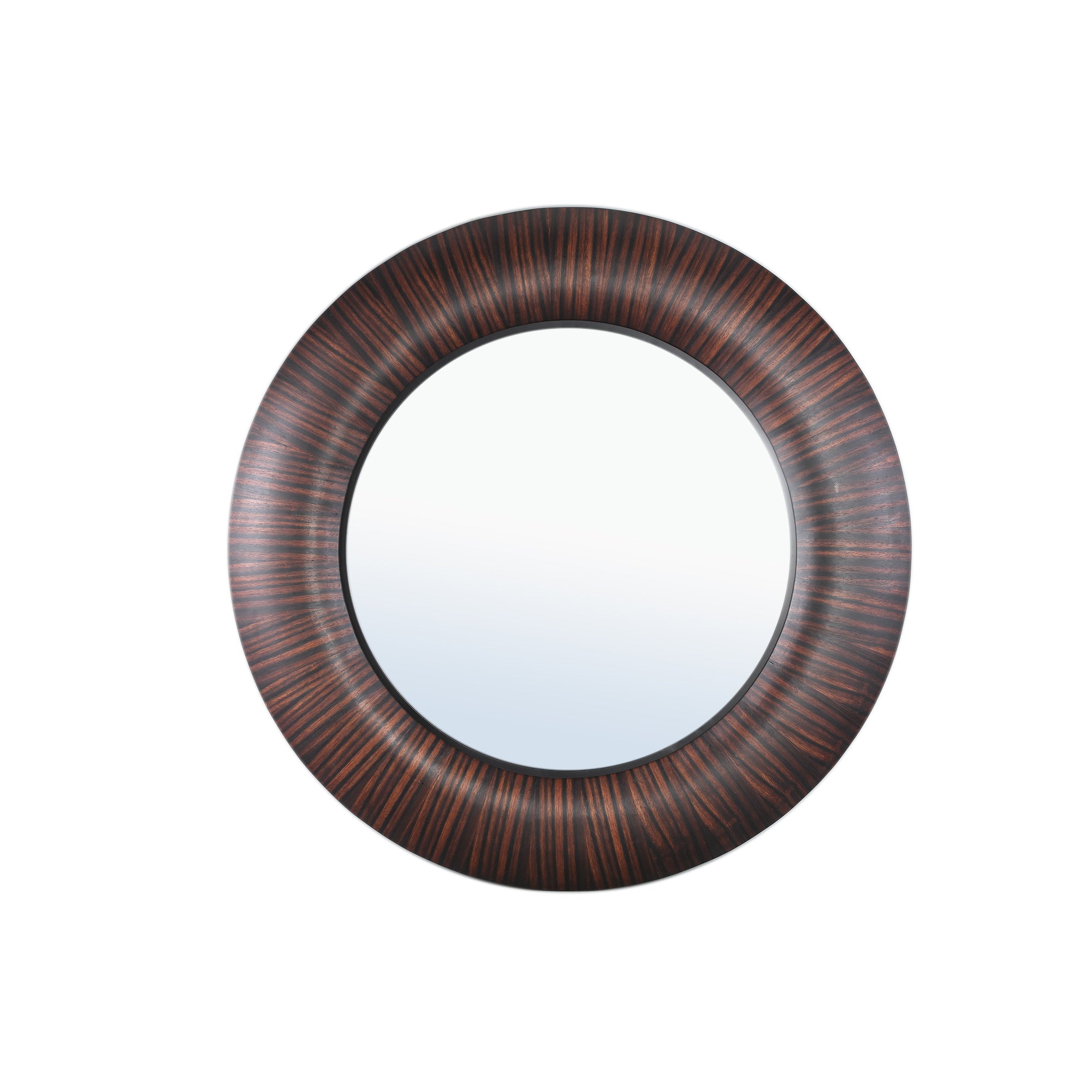 Gezzy Brown Wooden Mirror Thick Frame Round 110.5 x 5.5 x 110.5cm PTMD - Spiegel - PTMD - livinglovely.nl