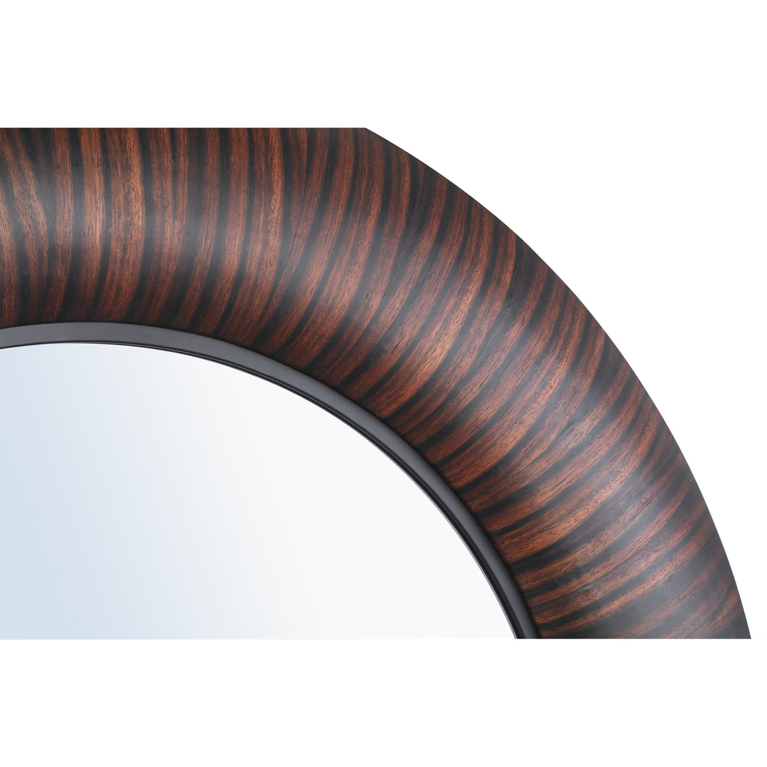 Gezzy Brown Wooden Mirror Thick Frame Round 110.5 x 5.5 x 110.5cm PTMD - Spiegel - PTMD - livinglovely.nl